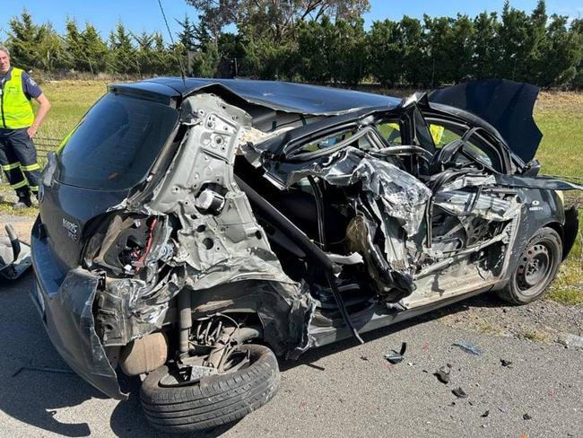 Brimbank Highway Patrol officers are investigating a hit-run in Keilor Lodge earlier this week. Police believe that a heavy vehicle collided with a black Toyota Yaris that was parked in the emergency lane on the Calder Freeway about 2.30pm on Thursday, 10 October. PIcture: Vic Police