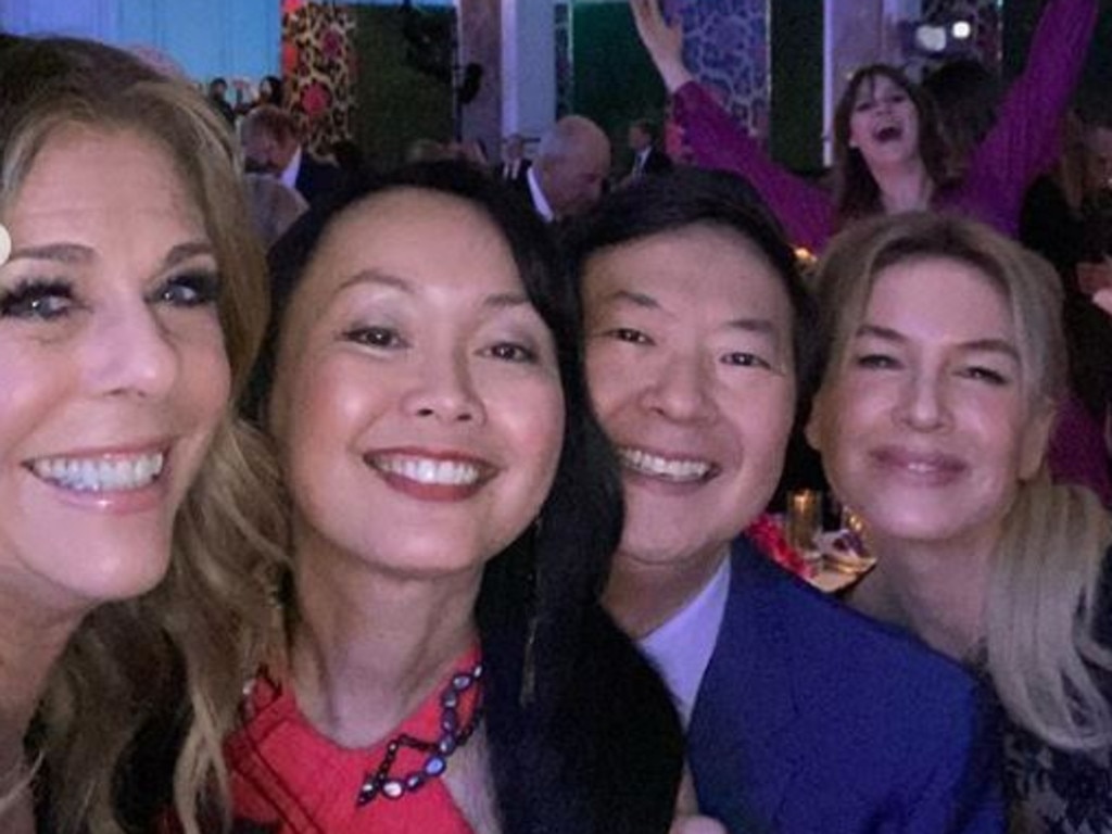 Wilson with Ken Jeong and Renée Zellweger at the February 28 fundraiser. Picture: Rita Wilson/Instagram