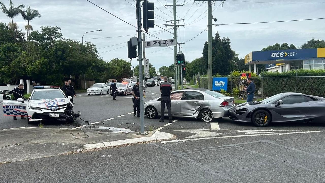 Cops hurt in crash involving luxury sports car