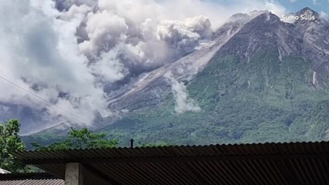 Indonesia’s Merapi volcano erupts, spews hot cloud