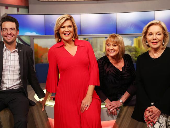 L-R: Joe Hildebrand, Sarah Harris, Denise Drysdale and Ita Buttrose. Not pictured:  The Brussels sprout. Picture: John Feder