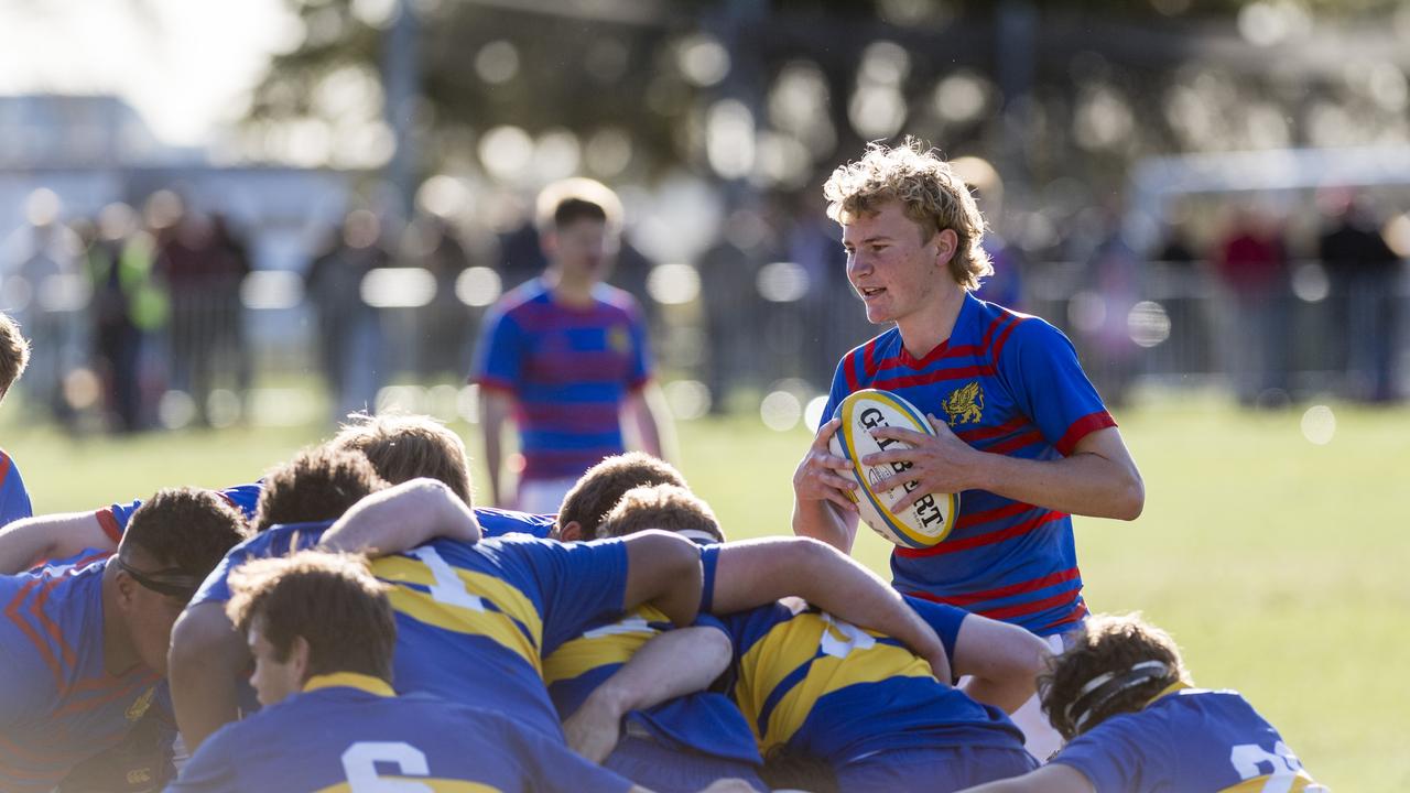 Tom McDonald about to feed a scrum for Downlands in O'Callaghan Cup on Grammar Downlands Day at Toowoomba Grammar School, Saturday, August 19, 2023. Picture: Kevin Farmer