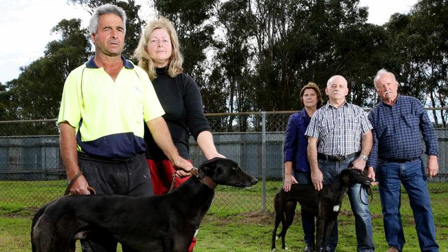 Larry and Leanne Procopio, Colleen and Mario Abela and John Earl are upset over the proposed ban on greyhound racing.