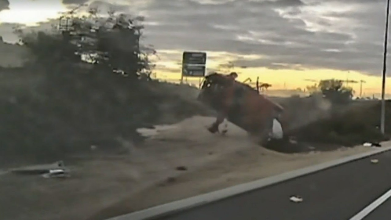 The car flipped multiple times before it came to a stop. Picture: Supplied / Channel 9