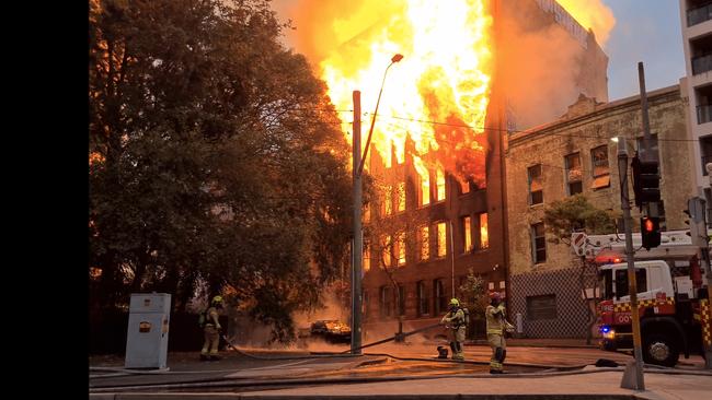 A huge fire broke out near Central Station just ahead of peak hour on May 25. Picture: Nathan Schmidt/ NCA NewsWire