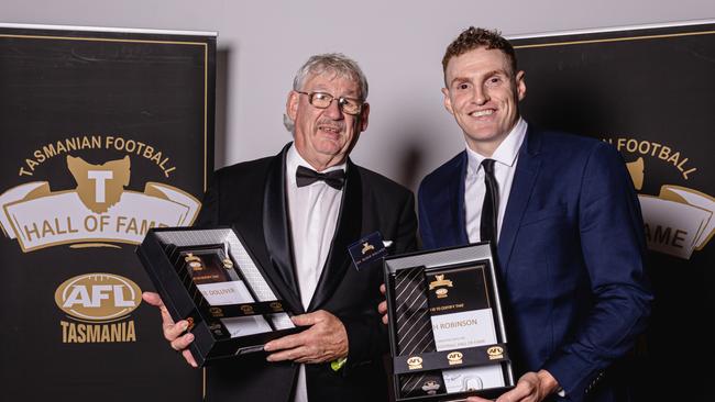 Tasmanian Football Hall of Fame at Wrest Point Casino on Friday 21st July. Inductees Rickie Dolliver and Mitch Robinson. Picture: Linda Higginson / AFL Tasmania