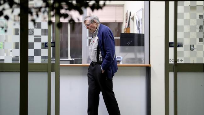 Cardinal George Pell visits the Goulburn Police station to make a complaint about media following him whilst driving from Melbourne to Sydney. Picture: David Geraghty