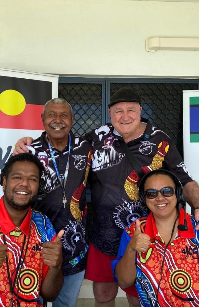 Dodie Waugh (right) is a radio host on Townsville's local Indigenous radio station 4K1G alongside Eli Blackman (left). Picture: Radio 4K1G