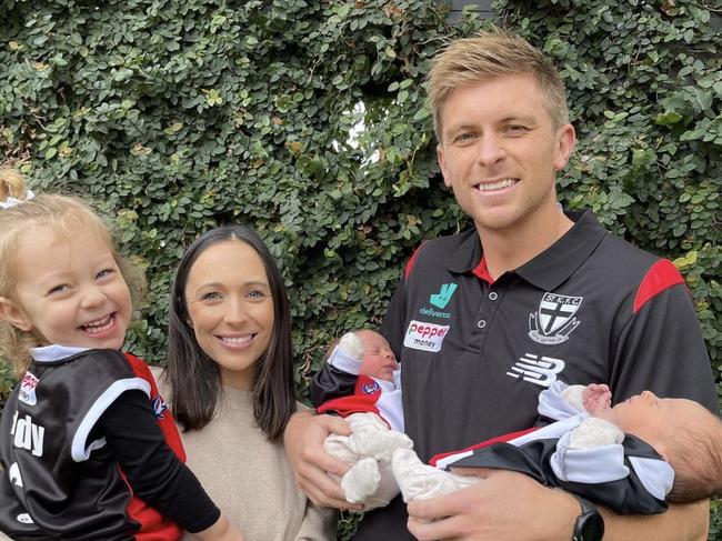 Seb and Marnie Ross, with daughter Charlotte and twin sons Vinny and Henley