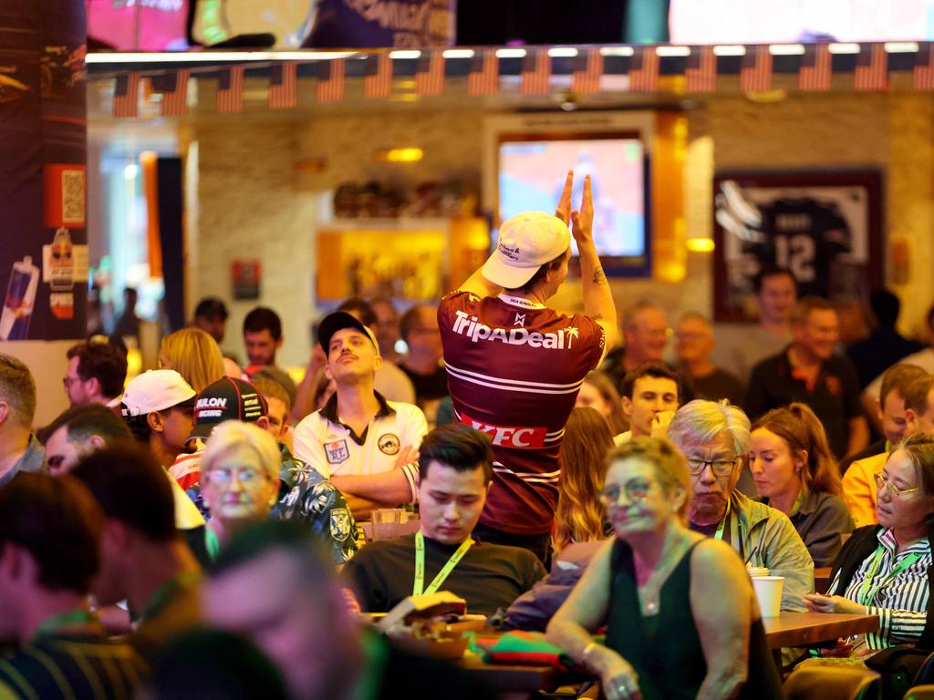 NRL fans get excited at the SuperCoach Viva non-Vegas Party at the Star Casino in Sydney. Picture: Damian Shaw