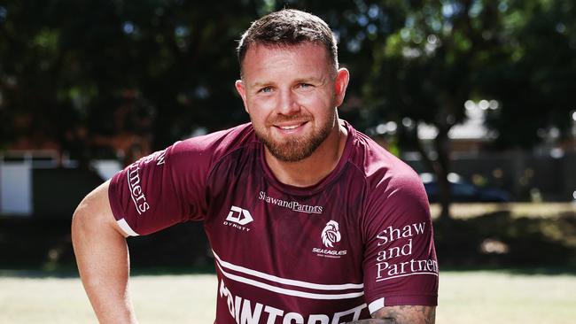 The Daily Telegraph 12.3.2024 Manly Sea Eagles Nathan Brown 150th NRL Game This Week. Pictured at 4 Pines Brookvale Oval. Picture Rohan Kelly