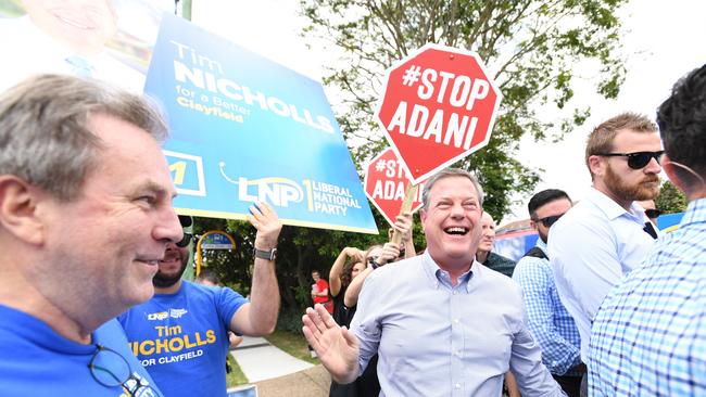 Adani should have been a win for Tim Nicholls during the campaign – in the end it was quite the opposite. Picture: AAP