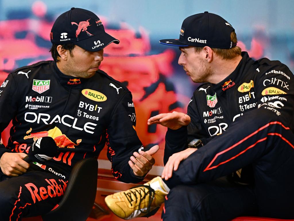 Tensions have run high between Sergio Perez (L) and Max Verstappen (R) since the 2022 Monaco Grand Prix. (Photo by Clive Mason/Getty Images)