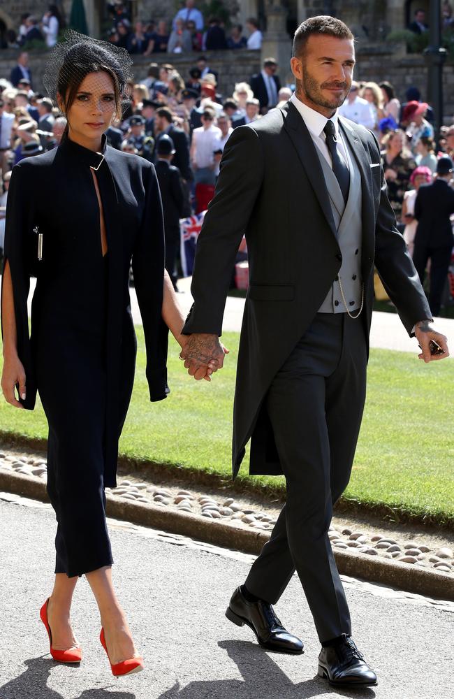 The Beckhams arriving at Harry and Meghan’s wedding. Picture: Chris Radburn - WPA Pool/Getty Images