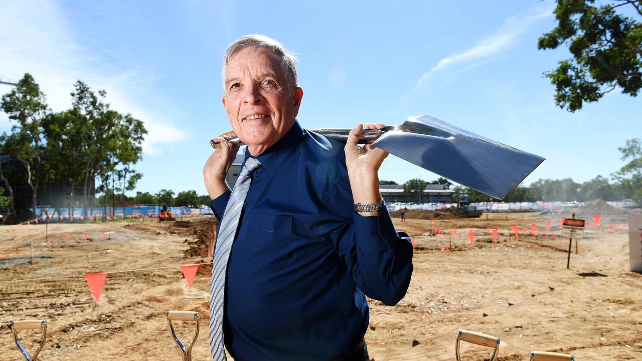 JCU Chancellor Bill Tweddell at the ‘turning of the first sod’ to mark the start of construction on the JCU Technology Innovation Complex (TIC). Picture: Shae Beplate.