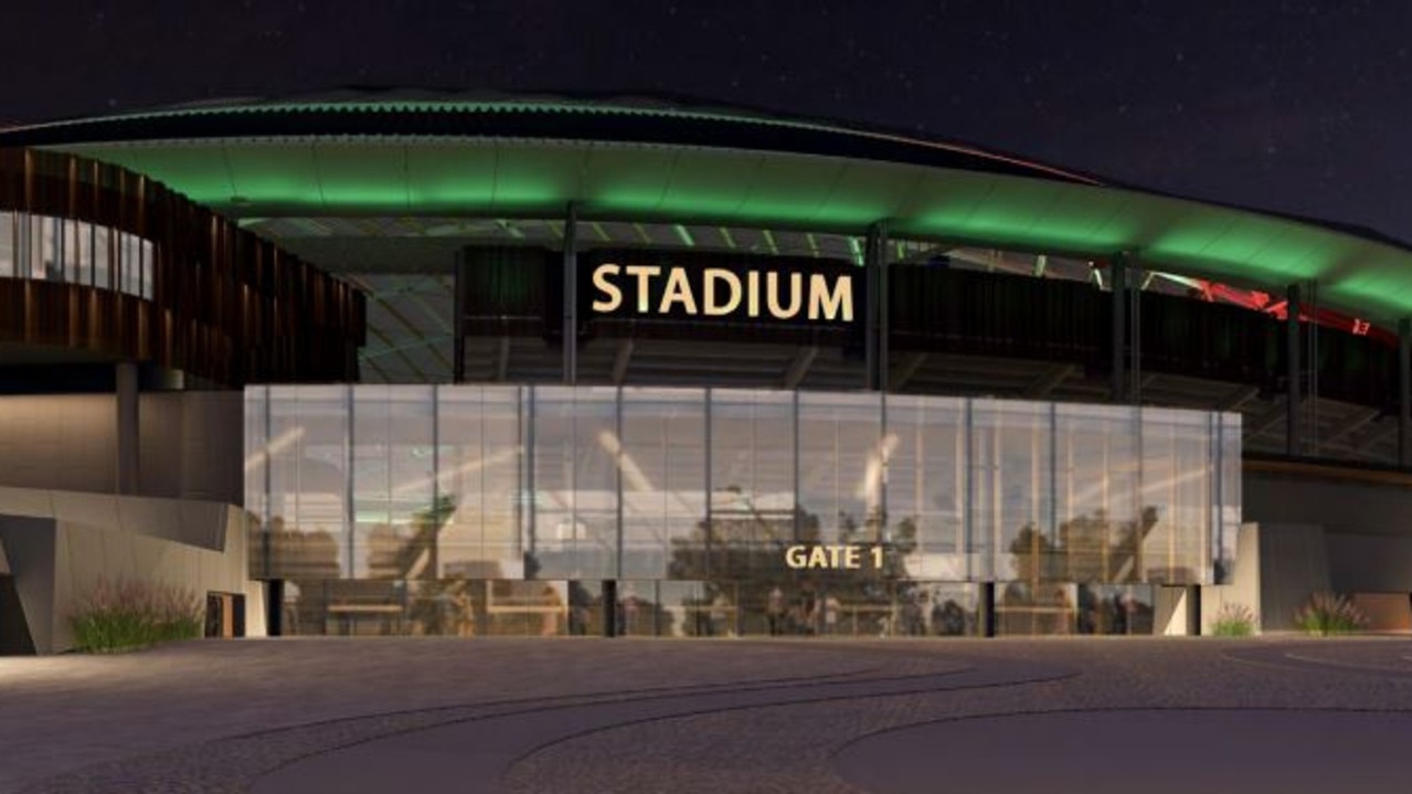 Macquarie Point Stadium at night. Picture supplied