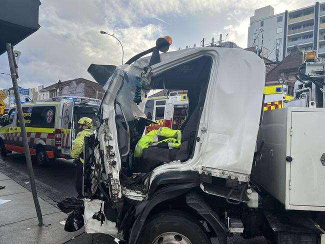 The man was trapped in the truck for over an hour. Picture: Fire and Rescue NSW