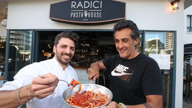 Radici Pasta House head Chef Marco Minore and owner Otello Mancini make beautiful dishes together. Picture Glenn Hampson