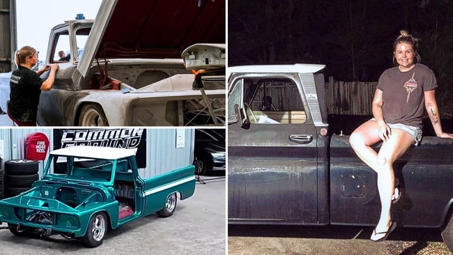 Georgina Wilkinson restoring her 1964 Chevvy C10. Picture: @that.aussie.c10