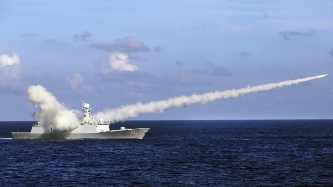 A Chinese frigate conducts exercises in July 2016 in the South China Sea. Picture: Xinhua (FILE)