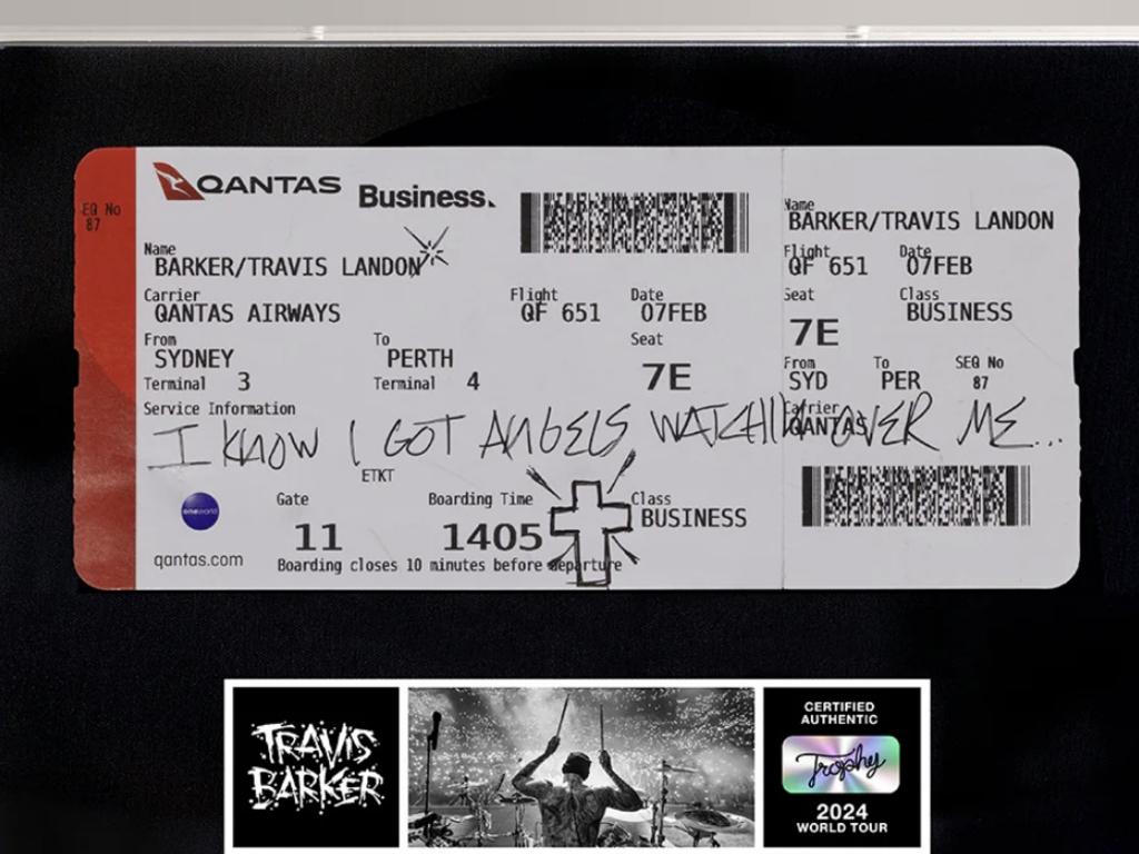 Travis Barker sells ‘extremely rare’ Qantas boarding pass for more than ...