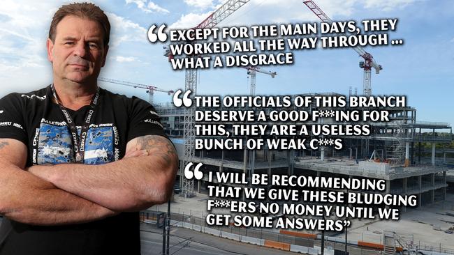 Union boss John Setka was furious to see Adelaide building sites in operation between Christmas and New Year’s Eve in 2016. These are extracts from an email he sent to other CFMEU leaders.