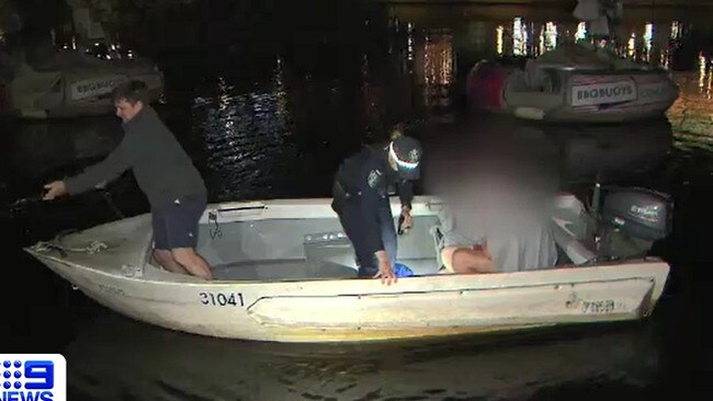 Police have assisted in rescuing a child and a teenager on the River Torrens on Wednesday morning. Picture: 9 NEWS