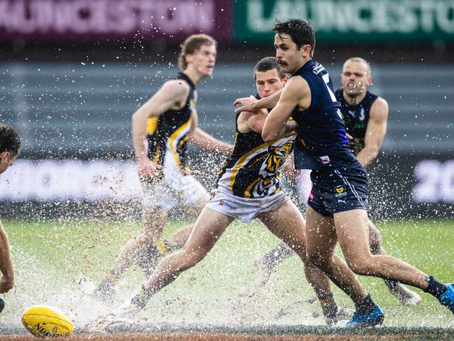 TSL Grand Final 2022. Tigers V Launceston Tom Wright, Tigers. Jack Tuthill, Launceston Picture: Linda Higginson