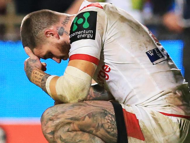 Josh Dugan of the Dragons after the Manly Sea Eagles v St George Illawarra Dragons round 17 match at Brookvale Oval. pic Mark Evans