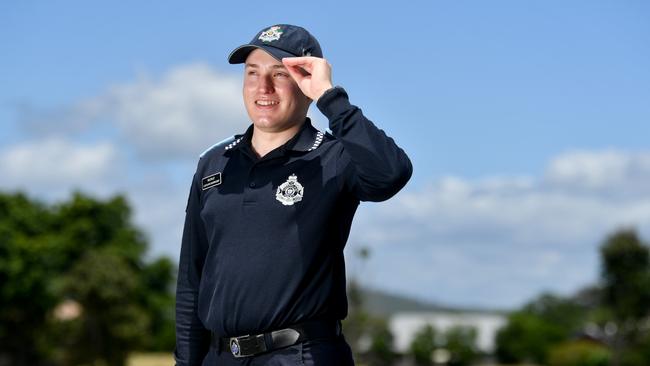 New police recruits at the Townsville Stadium. Recruit Lachlan Giarrusso is off to Mackay. Picture: Evan Morgan