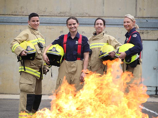 Nadine Hyslop, Georgia Smyth, Alana Tight and Lisa Matuzelis are part of the first class for 2018 of Firefighter for Fire & Rescue NSW