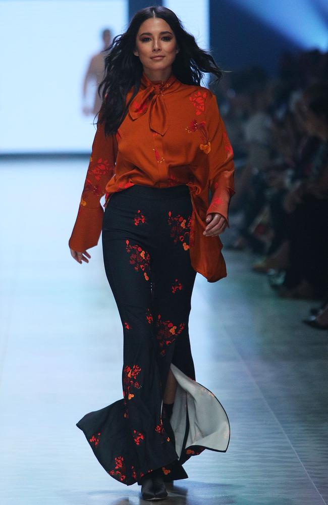 Jessica Gomes showcases David Jones designs at VAMFF. Picture: Getty Images