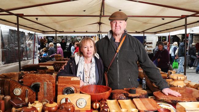 Linda and Justin Fry, who operate stall Salamanca Woodcraft at the Salamanca Markets and have done for 29 years. Picture: NIKKI DAVIS-JONES