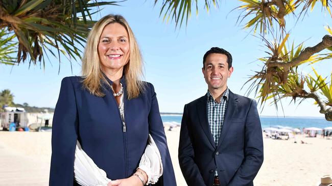 Noosa mayor Clare Stewart with LNP leader David Crisafulli. Picture: Patrick Woods