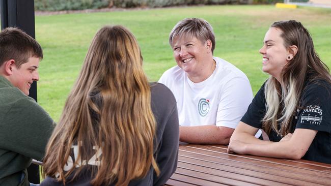 Compass Catholic Community learning facilitator Roshanna Bull with students. Picture: Russell Millard