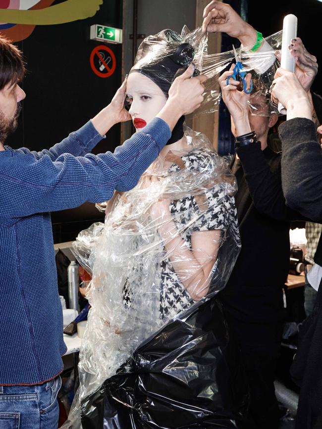 No.4: Hair stylist Guido Palau backstage at McQueen’s The Horn of Plenty collection launch in 2009. Picture: Robert Fairer