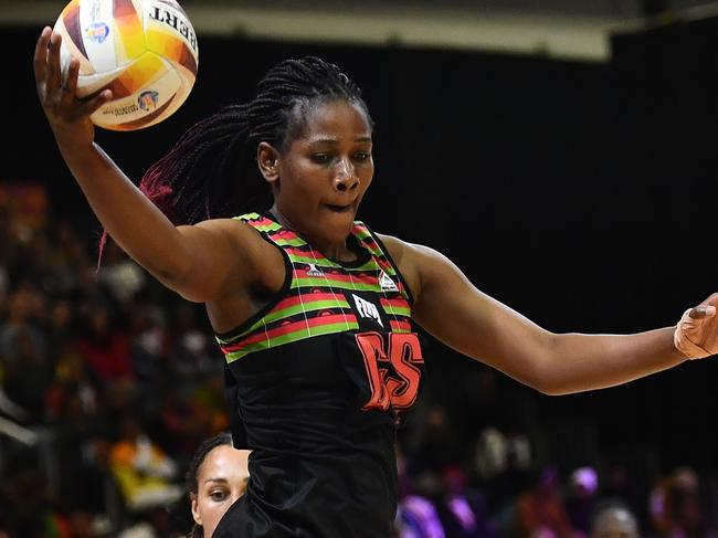CAPE TOWN, SOUTH AFRICA - JULY 29: Joyce Mvula of Malawi during the Netball World Cup 2023, Pool B match between England and Malawi at Cape Town International Convention Centre Court 1 on July 29, 2023 in Cape Town, South Africa. (Photo by Ashley Vlotman/Gallo Images/Netball World Cup 2023)