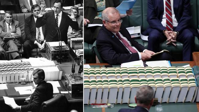 John Hewson, bottom left, lost the unlosable election in 1993 to Paul Keating, top left. Will Bill Shorten suffer the same fate to Scott Morrison?