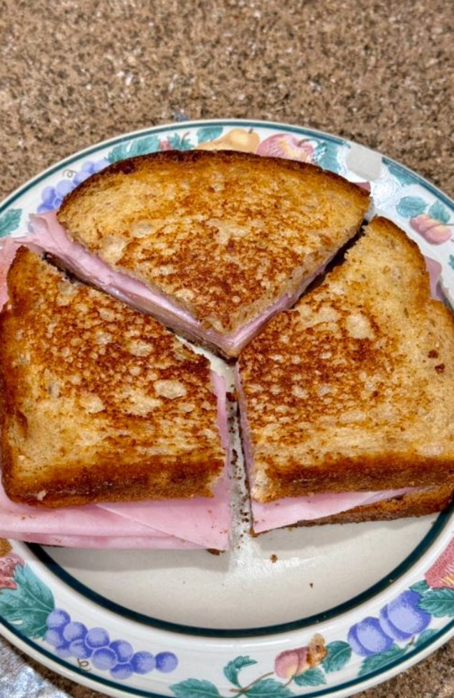 A man cut his sandwiches into thirds. Picture: X/@ryancduff