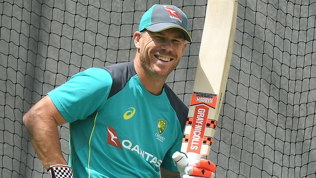 David Warner was all smiles as he proved his fitness in Brisbane.