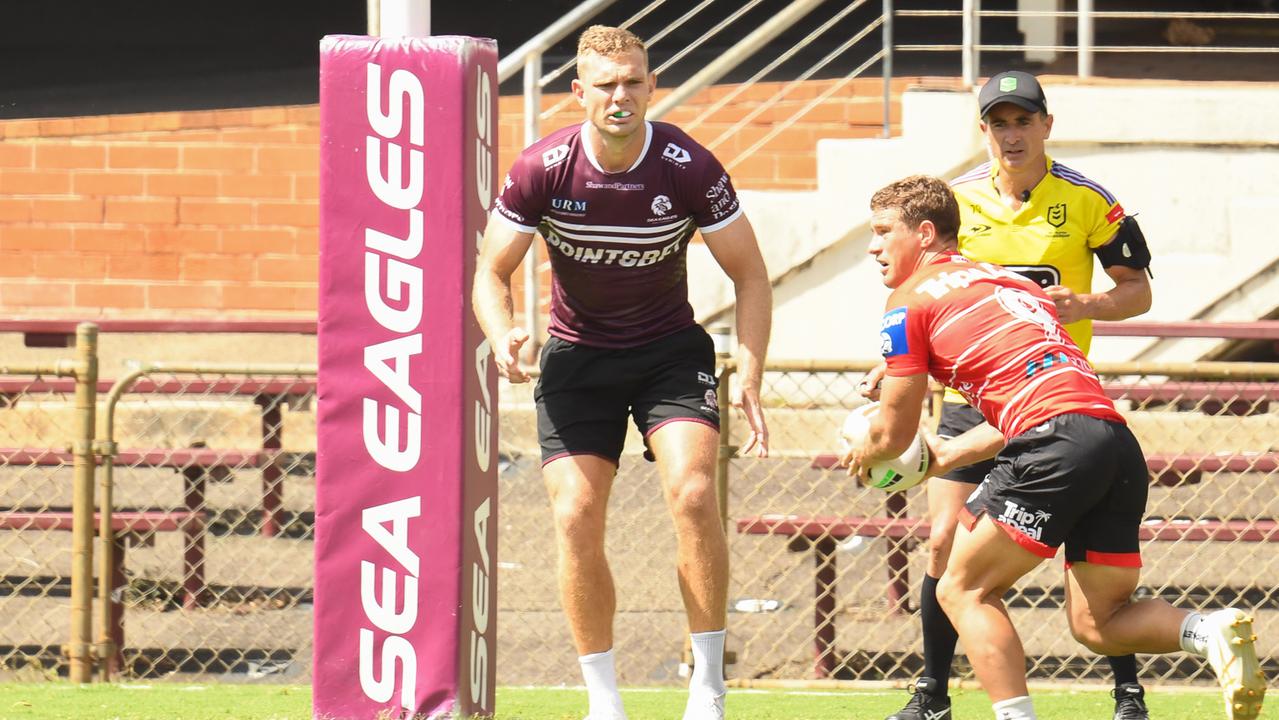 Dragons coach Shane Flanagan believes Manly are a genuine premiership contender... if Tom Trbojevic stays fit. Picture: Chris Kennedy