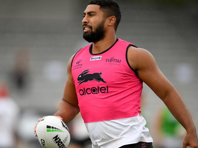 South Sydney Rabbitohs player Robert Jennings takes part in a team training session at Redfern Oval in Sydney, Thursday, February 21, 2019. (AAP Image/Dan Himbrechts) NO ARCHIVING