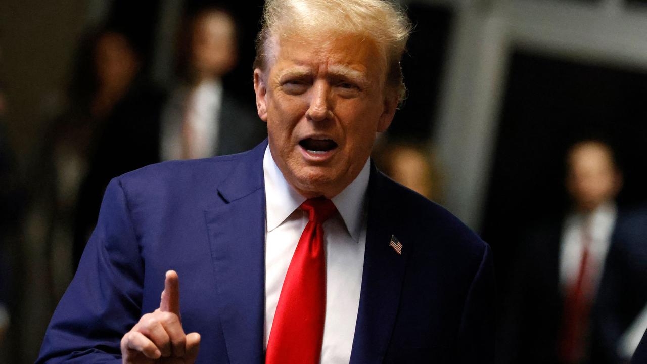 Former US President Donald Trump speaks to the press during his trial for allegedly covering up hush money payments linked to extramarital affairs, at Manhattan Criminal Court in New York City, on May 6, 2024. Picture: Peter Foley/Pool/AFP