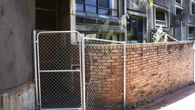 The Sirius Tower in The Rocks, remains fenced and locked up one year after the last tenants were moved out of the Public housing tower. Picture: John Appleyard