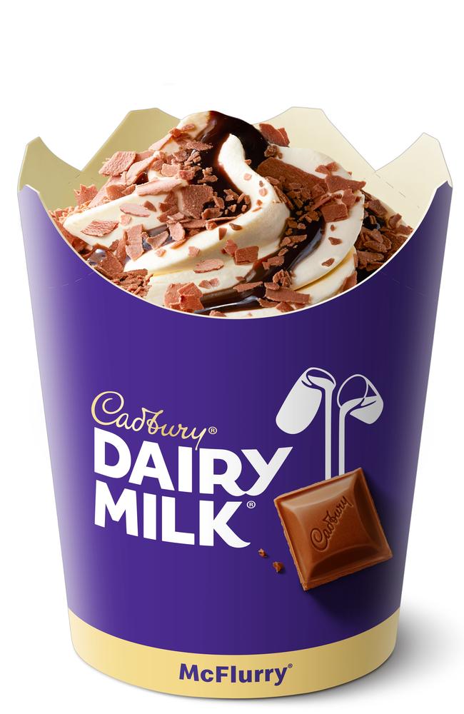 McDonald’s Australia releases the limited-time Cadbury Dairy Milk McFlurry. Picture: Supplied