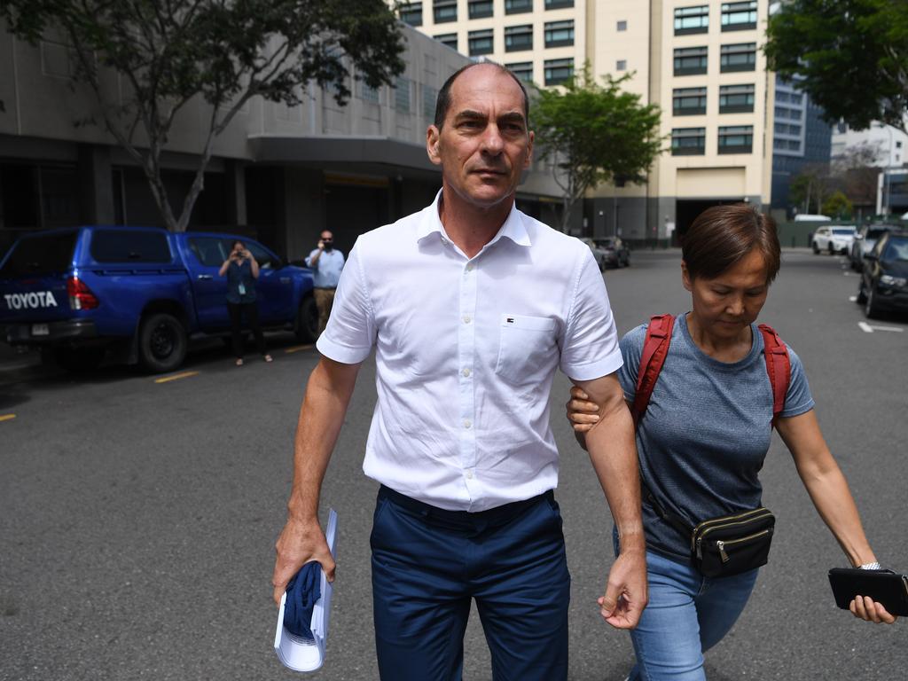 Russell Waugh leaves the Brisbane Watch House after receiving bail last year. Picture: NCA NewsWire/Dan Peled