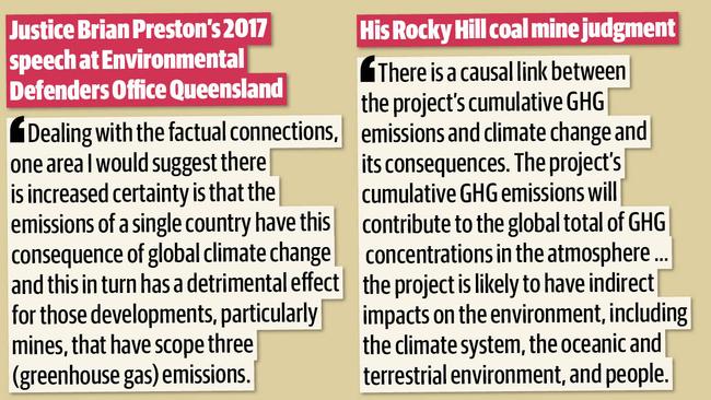 Justice Brian Preston's 2017 speech and Rocky Hill coal mine judgment.