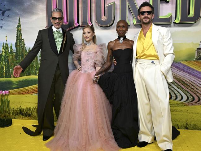 Jeff Goldblum, Ariana Grande, Cynthia Erivo and Jonathan Bailey at the Australian premiere of Wicked in Sydney this week. Picture: Getty Images