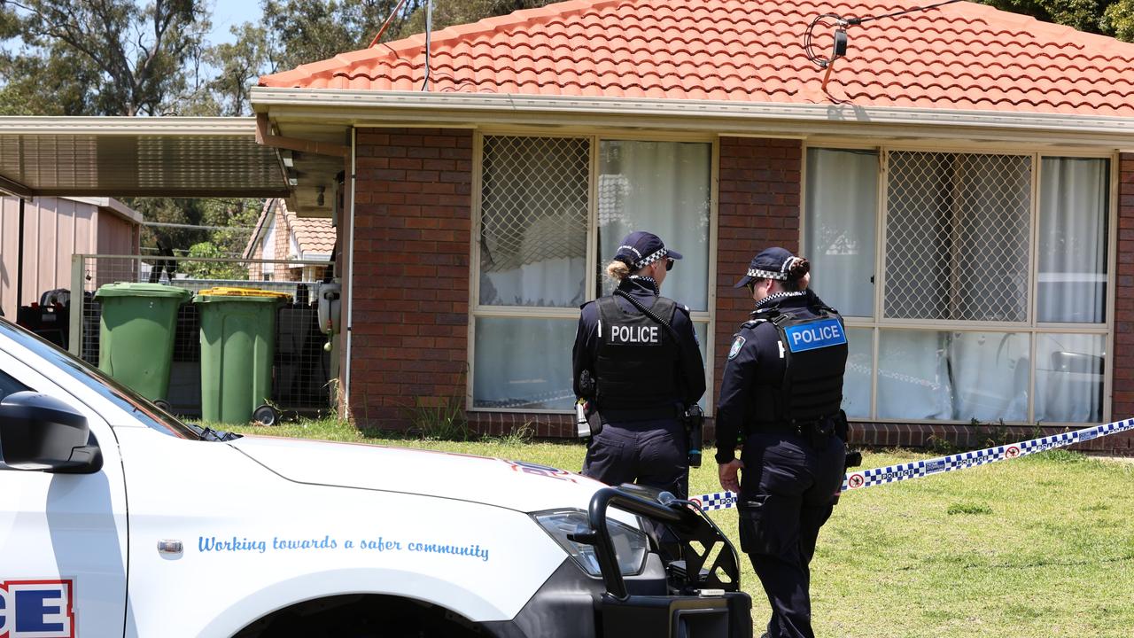 Police on scene at a Bix Court address at Crestmead on October 19 where a man was shot by police. Picture: David Clark