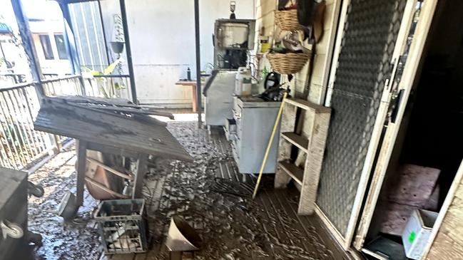 Queensland Country Women's Association Gregory branch president Kylie Camp, said her family are devastated by the damage sustained by their property after what she called "the worst flood we have ever had." Here flood covers the veranda and all over the inside of their beloved home. Picture: Supplied